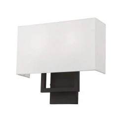 Pierson 13 in. 2-Light Black ADA Sconce with Off-White Fabric Shade by Livex Lighting -Livex Lighting shop black livex lighting vanity lighting 50990 04 1f 1000