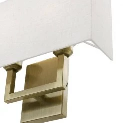Pierson 13 in. 2-Light Antique Brass ADA Sconce with Oatmeal Color Fabric Shade by Livex Lighting -Livex Lighting shop black livex lighting vanity lighting 50994 01 44 1000