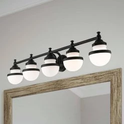 Oldwick 5 Light Black Vanity Sconce by Livex Lighting -Livex Lighting shop black livex lighting vanity lighting 5715 04 40 1000