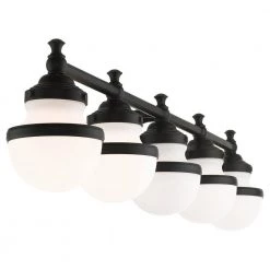 Oldwick 5 Light Black Vanity Sconce by Livex Lighting -Livex Lighting shop black livex lighting vanity lighting 5715 04 76 1000