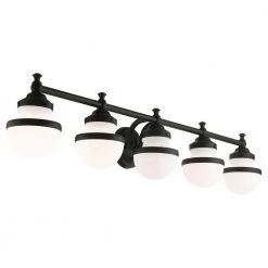 Oldwick 5 Light Black Vanity Sconce by Livex Lighting -Livex Lighting shop black livex lighting vanity lighting 5715 04 fa 1000