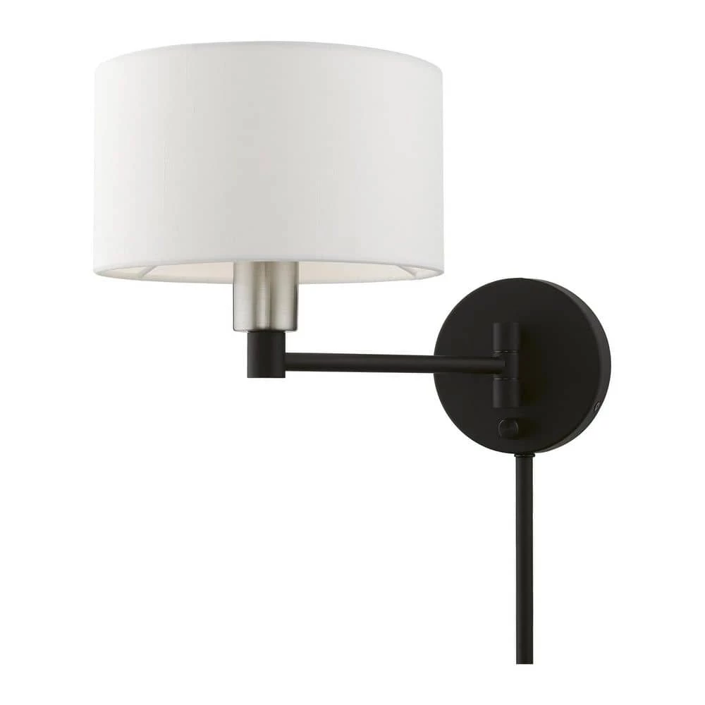 Black Hardwired/Plug-In Swing Arm Wall Lamp by Livex Lighting 6 Black Hardwired/Plug-In Swing Arm Wall Lamp by Livex Lighting - Image 6