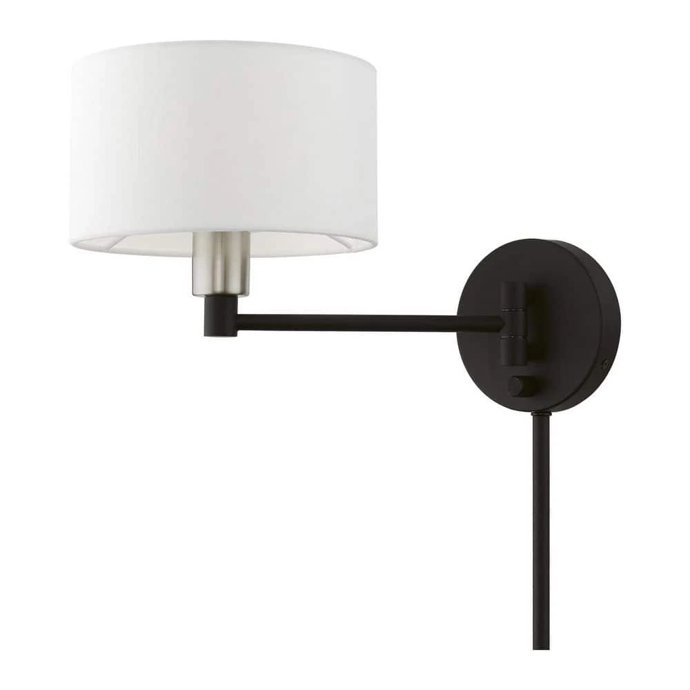 Black Hardwired/Plug-In Swing Arm Wall Lamp by Livex Lighting 7 Black Hardwired/Plug-In Swing Arm Wall Lamp by Livex Lighting - Image 7
