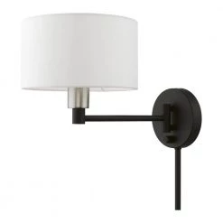 Black Hardwired/Plug-In Swing Arm Wall Lamp by Livex Lighting
