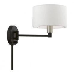 Black Hardwired/Plug-In Swing Arm Wall Lamp by Livex Lighting 17 Black Hardwired/Plug-In Swing Arm Wall Lamp by Livex Lighting -Livex Lighting shop black livex lighting wall lamps 40080 04 76 1000