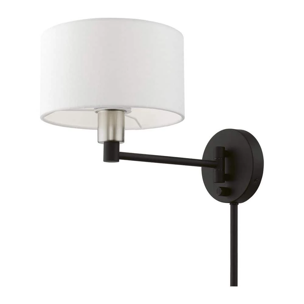 Black Hardwired/Plug-In Swing Arm Wall Lamp by Livex Lighting 8 Black Hardwired/Plug-In Swing Arm Wall Lamp by Livex Lighting - Image 8