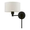 Black Hardwired/Plug-In Swing Arm Wall Lamp with 1-Light by Livex Lighting