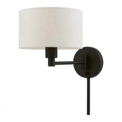 Black Hardwired/Plug-In Swing Arm Wall Lamp with 1-Light by Livex Lighting