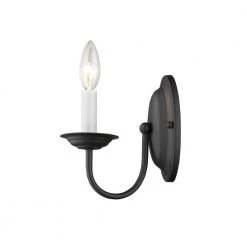 Home Basics 1 Light Black Wall Sconce by Livex Lighting 15 Home Basics 1 Light Black Wall Sconce by Livex Lighting -Livex Lighting shop black livex lighting wall sconces 4151 04 fa 1000