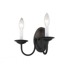 Home Basics 2 Light Black Wall Sconce by Livex Lighting -Livex Lighting shop black livex lighting wall sconces 4152 04 1f 1000