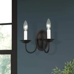 Home Basics 2 Light Black Wall Sconce by Livex Lighting -Livex Lighting shop black livex lighting wall sconces 4152 04 40 1000
