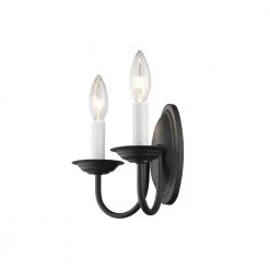 Home Basics 2 Light Black Wall Sconce by Livex Lighting -Livex Lighting shop black livex lighting wall sconces 4152 04 44 1000