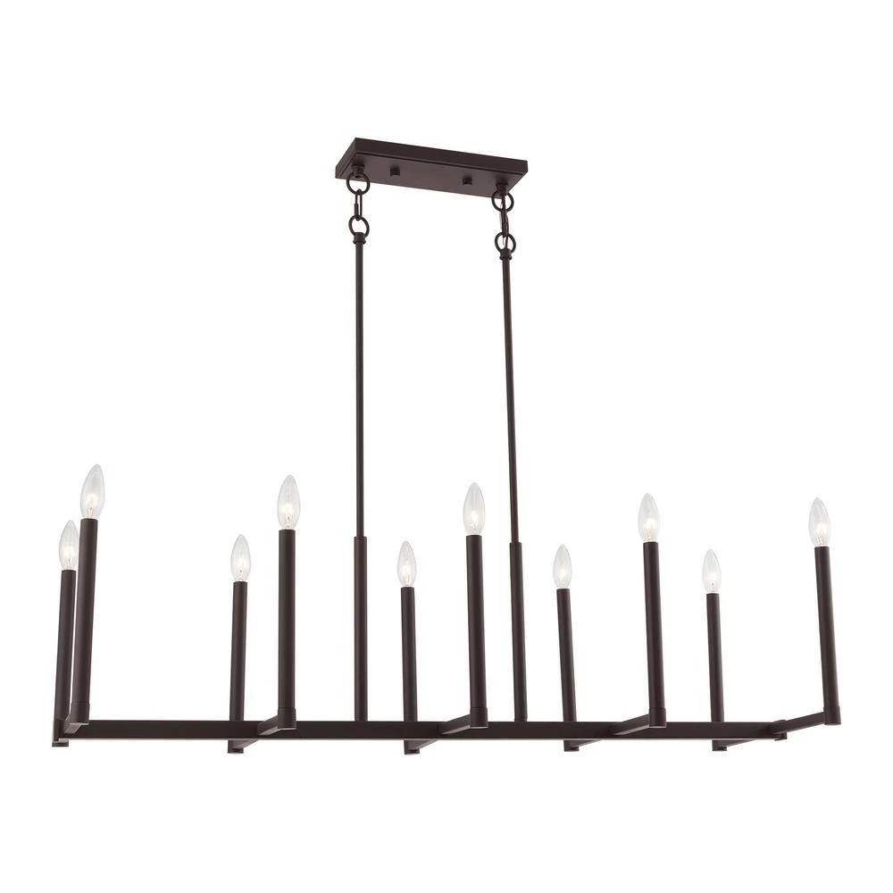 Alpine 10 Light Bronze Linear Chandelier by Livex Lighting 6 Alpine 10 Light Bronze Linear Chandelier by Livex Lighting - Image 6
