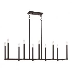 Alpine 10 Light Bronze Linear Chandelier by Livex Lighting