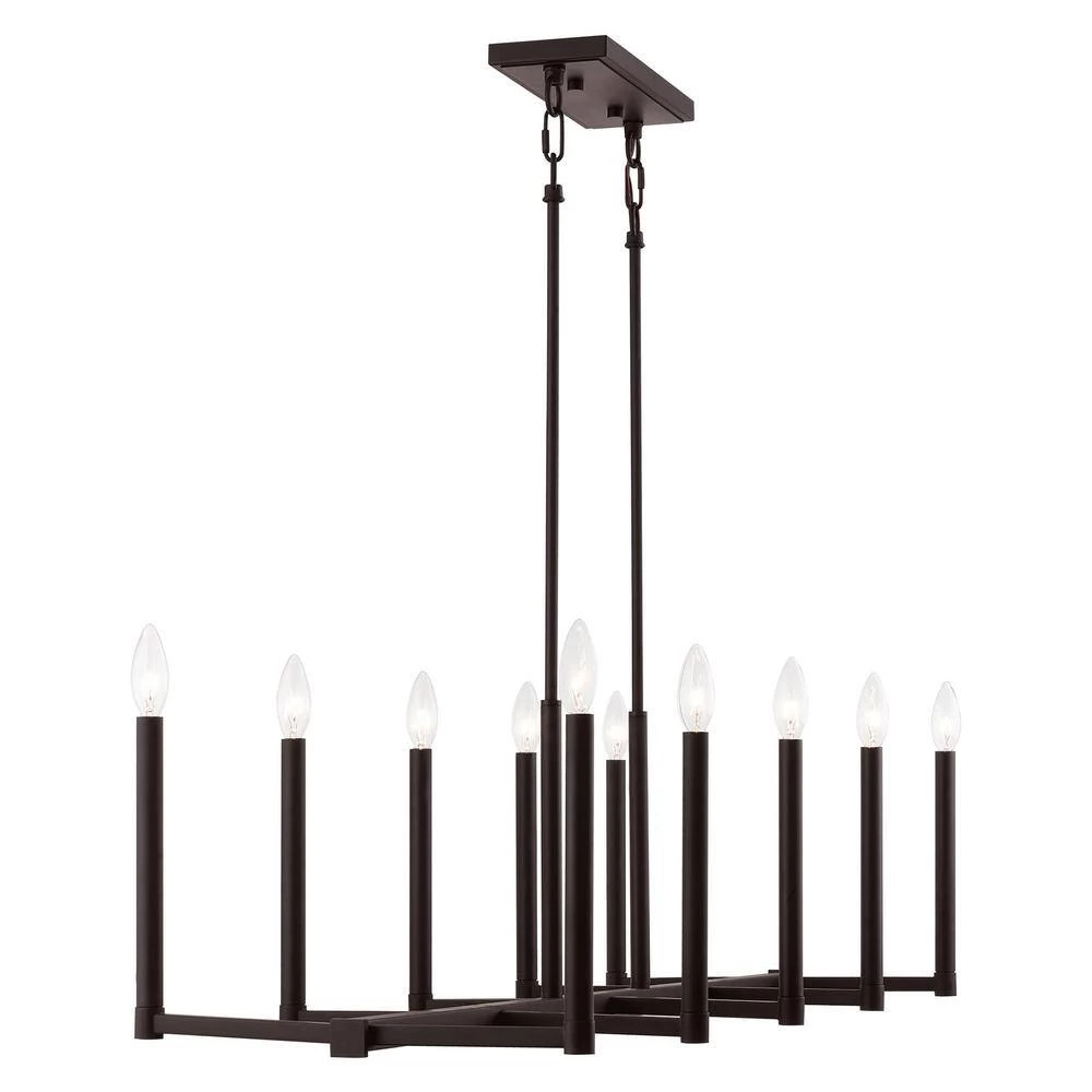 Alpine 10 Light Bronze Linear Chandelier by Livex Lighting 8 Alpine 10 Light Bronze Linear Chandelier by Livex Lighting - Image 8