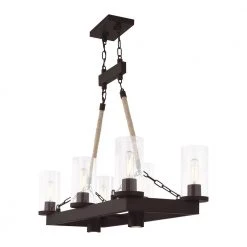 Metuchen 8-Light Bronze Linear Chandelier by Livex Lighting -Livex Lighting shop bronze livex lighting chandeliers 41066 07 44 1000