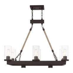 Metuchen 8-Light Bronze Linear Chandelier by Livex Lighting -Livex Lighting shop bronze livex lighting chandeliers 41066 07 4f 1000