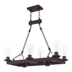 Metuchen 8-Light Bronze Linear Chandelier by Livex Lighting -Livex Lighting shop bronze livex lighting chandeliers 41066 07 c3 1000