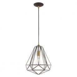 Geometric Shade Mini Pendants 1 Light Bronze Mini Pendant by Livex Lighting