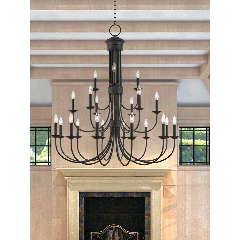 Estate 21 Light Bronze Foyer Chandelier by Livex Lighting 2 Estate 21 Light Bronze Foyer Chandelier by Livex Lighting - Image 2