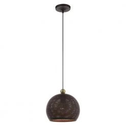 Dublin 1 Light Bronze with Antique Brass Accents Pendant by Livex Lighting -Livex Lighting shop bronze livex lighting chandeliers 49100 07 1f 1000