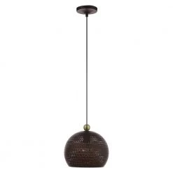 Dublin 1 Light Bronze with Antique Brass Accents Pendant by Livex Lighting -Livex Lighting shop bronze livex lighting chandeliers 49100 07 4f 1000