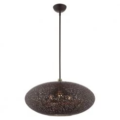 Charlton 3 Light Bronze with Antique Brass Accents Pendant by Livex Lighting -Livex Lighting shop bronze livex lighting chandeliers 49186 07 1f 1000