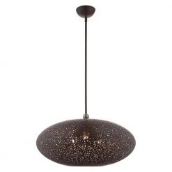 Charlton 3 Light Bronze with Antique Brass Accents Pendant by Livex Lighting