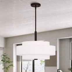 Meridian 4 Light Bronze Pendant by Livex Lighting -Livex Lighting shop bronze livex lighting chandeliers 50874 07 a0 1000