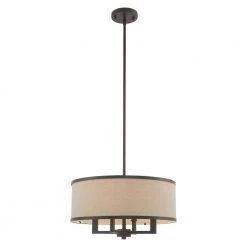 Park Ridge 4 Light Bronze Pendant Chandelier by Livex Lighting -Livex Lighting shop bronze livex lighting chandeliers 62613 07 4f 1000