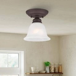Essex 1 Light Bronze Semi Flush Mount by Livex Lighting -Livex Lighting shop bronze livex lighting flush mount lights 1350 07 40 1000