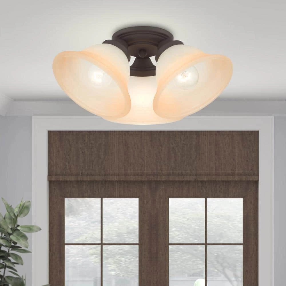Wynnewood 3 Light Bronze Flush Mount by Livex Lighting 2 Wynnewood 3 Light Bronze Flush Mount by Livex Lighting - Image 2
