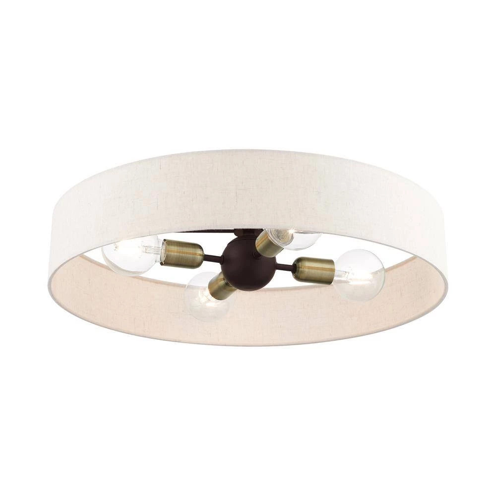 Venlo 4 Light Bronze with Antique Brass Accents Semi Flush Mount by Livex Lighting 8 Venlo 4 Light Bronze with Antique Brass Accents Semi Flush Mount by Livex Lighting - Image 8