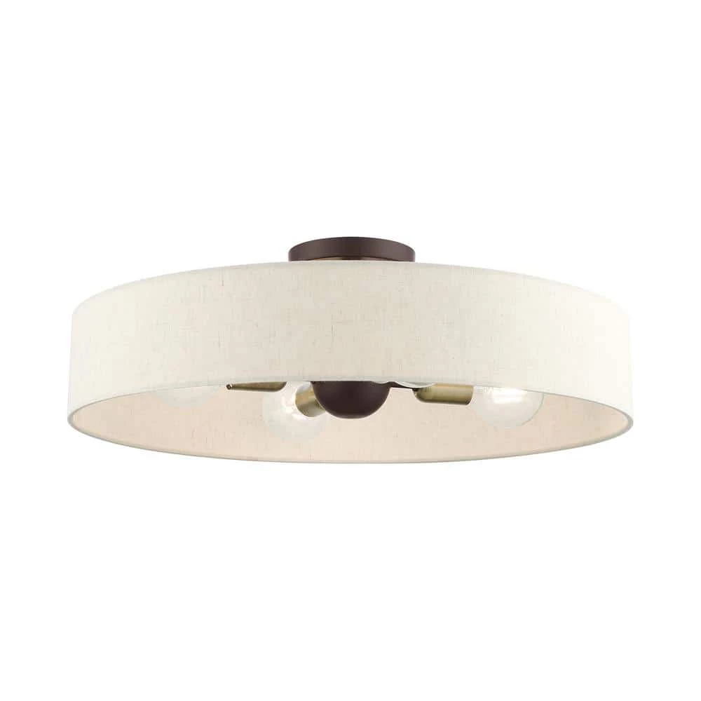 Venlo 4 Light Bronze with Antique Brass Accents Semi Flush Mount by Livex Lighting 1 Venlo 4 Light Bronze with Antique Brass Accents Semi Flush Mount by Livex Lighting