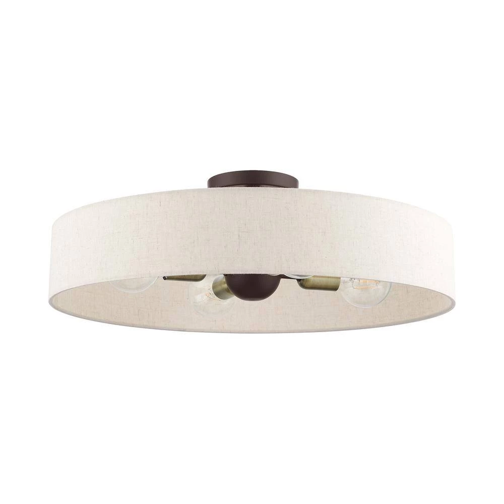 Venlo 4 Light Bronze with Antique Brass Accents Semi Flush Mount by Livex Lighting 6 Venlo 4 Light Bronze with Antique Brass Accents Semi Flush Mount by Livex Lighting - Image 6