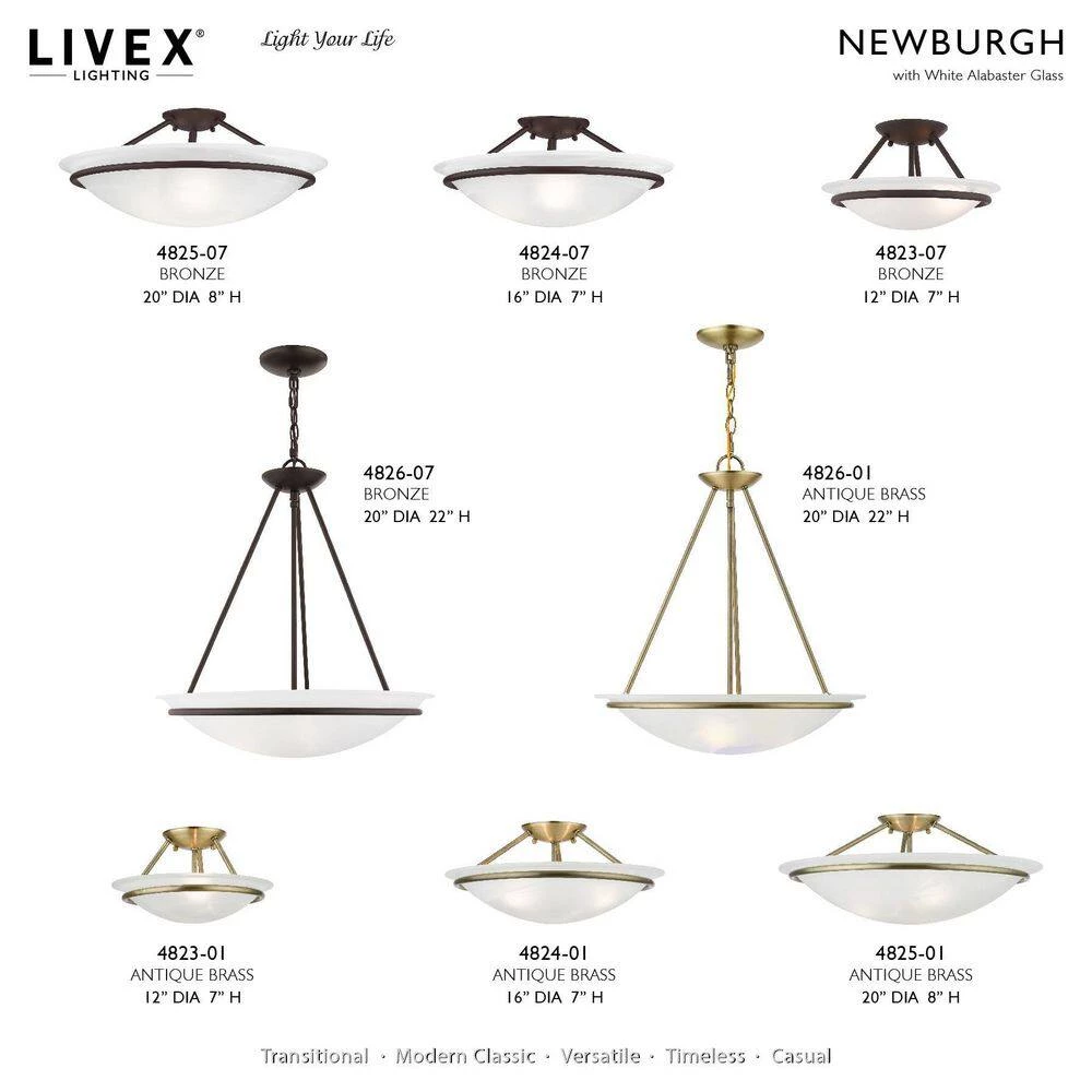 Newburgh 3 Light Bronze Semi Flush Mount by Livex Lighting 11 Newburgh 3 Light Bronze Semi Flush Mount by Livex Lighting - Image 11