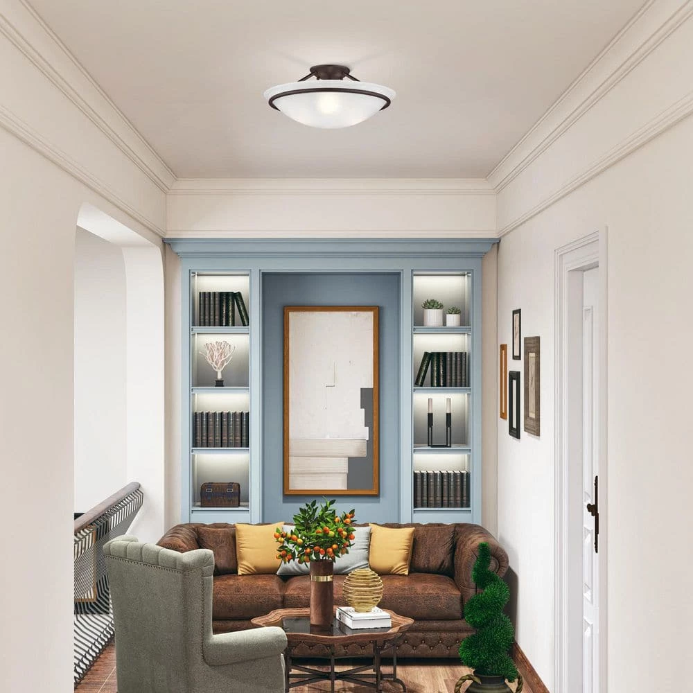 Newburgh 3 Light Bronze Semi Flush Mount by Livex Lighting 2 Newburgh 3 Light Bronze Semi Flush Mount by Livex Lighting - Image 2