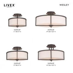 Wesley 3 Light Bronze Flush Mount by Livex Lighting -Livex Lighting shop bronze livex lighting flush mount lights 51074 07 d4 1000