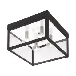 Nyack 4-Light Black Outdoor Ceiling Flush Mount by Livex Lighting -Livex Lighting shop bronze livex lighting outdoor flush mount lights 20589 04 1f 1000