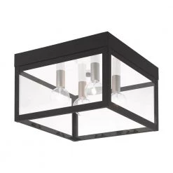Nyack 4-Light Black Outdoor Ceiling Flush Mount by Livex Lighting