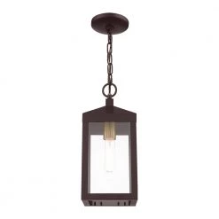 Nyack 1 Light Bronze with Antique Brass Cluser Outdoor Pendant Lantern by Livex Lighting -Livex Lighting shop bronze livex lighting outdoor pendant lights 20591 07 1f 1000