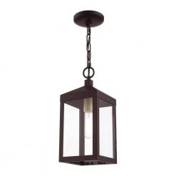 Nyack 1 Light Bronze with Antique Brass Cluser Outdoor Pendant Lantern by Livex Lighting -Livex Lighting shop bronze livex lighting outdoor pendant lights 20591 07 44 1000