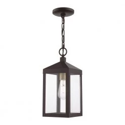 Nyack 1 Light Bronze with Antique Brass Cluser Outdoor Pendant Lantern by Livex Lighting -Livex Lighting shop bronze livex lighting outdoor pendant lights 20591 07 76 1000