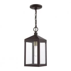 Nyack 1 Light Bronze with Antique Brass Cluser Outdoor Pendant Lantern by Livex Lighting -Livex Lighting shop bronze livex lighting outdoor pendant lights 20591 07 c3 1000