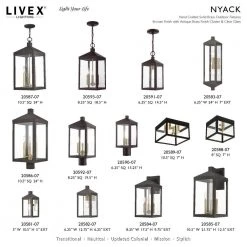 Nyack 1 Light Bronze with Antique Brass Cluser Outdoor Pendant Lantern by Livex Lighting -Livex Lighting shop bronze livex lighting outdoor pendant lights 20591 07 d4 1000