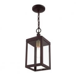Nyack 1 Light Bronze with Antique Brass Cluser Outdoor Pendant Lantern by Livex Lighting -Livex Lighting shop bronze livex lighting outdoor pendant lights 20591 07 fa 1000
