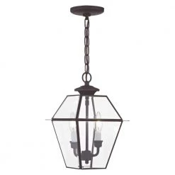 Westover 2 Light Bronze Outdoor Pendant Lantern by Livex Lighting