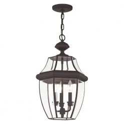 Monterey 3 Light Bronze Outdoor Pendant Lantern by Livex Lighting -Livex Lighting shop bronze livex lighting outdoor pendant lights 2355 07 1f 1000