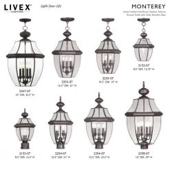 Monterey 3 Light Bronze Outdoor Pendant Lantern by Livex Lighting -Livex Lighting shop bronze livex lighting outdoor pendant lights 2355 07 d4 1000
