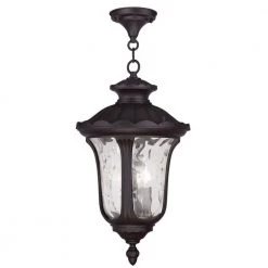 Oxford 3 Light Bronze Outdoor Pendant Lantern by Livex Lighting